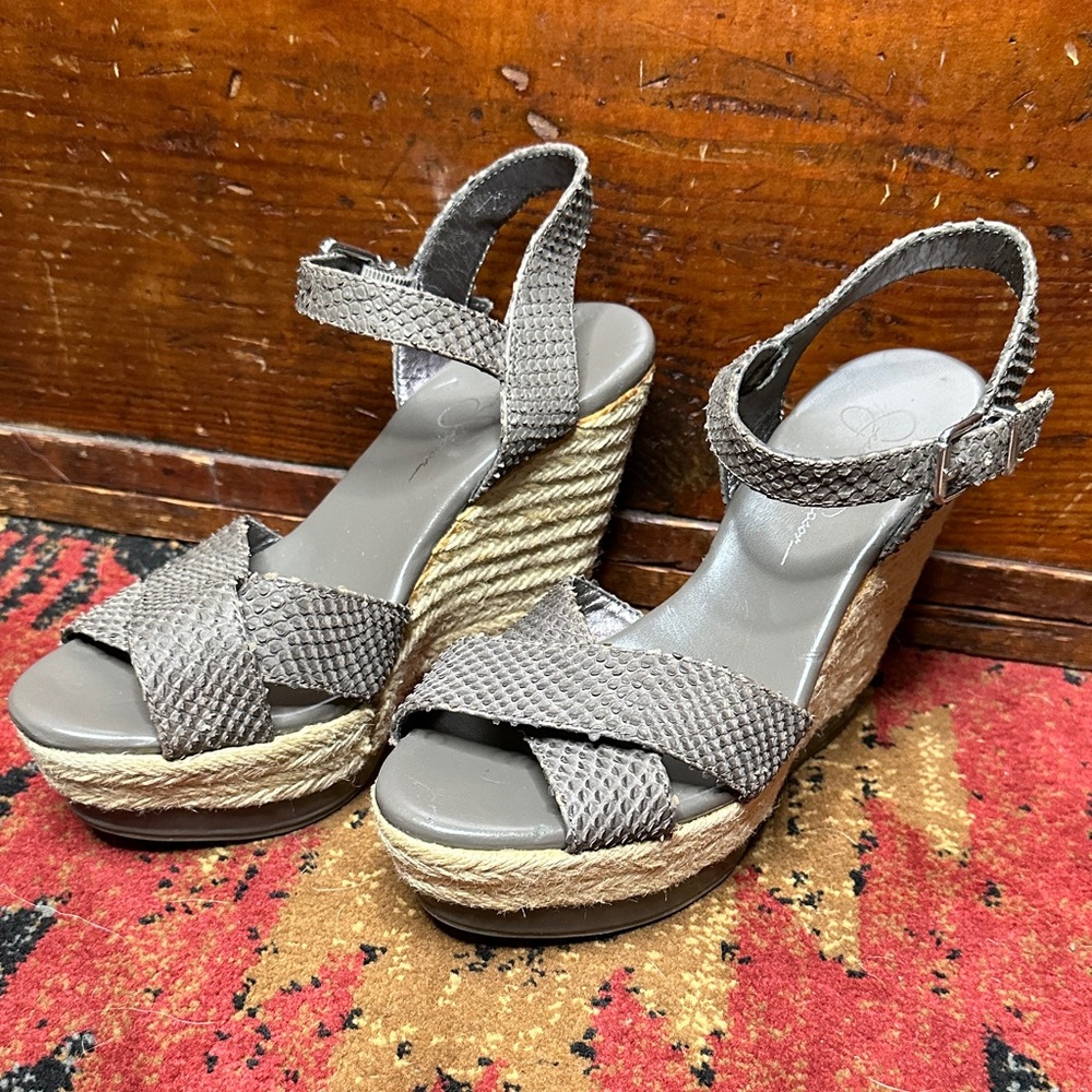 Jessica Simpson Taupe Wedge Sandals